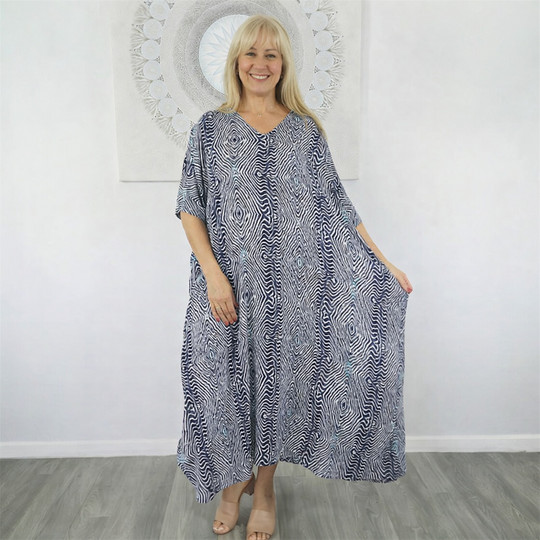 Blue Maya Long Kaftan One Size AU 12-26