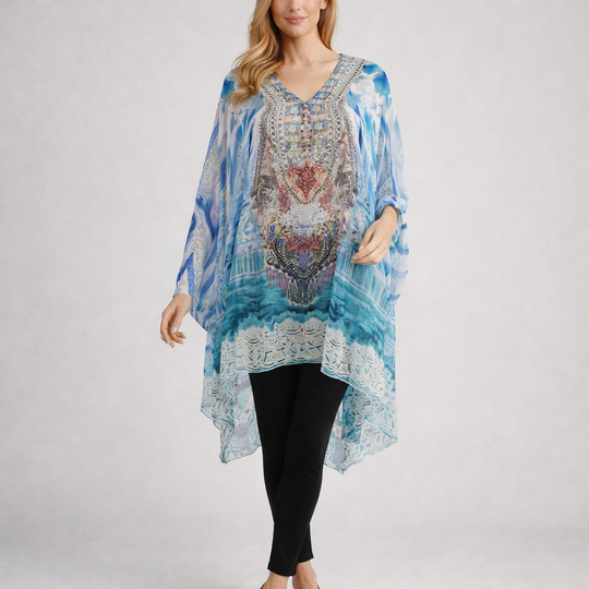 Kyra High low Silk Tunic Top kaftan AU 14-22