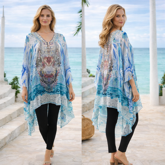 Kyra High low Silk Tunic Top kaftan AU 14-22