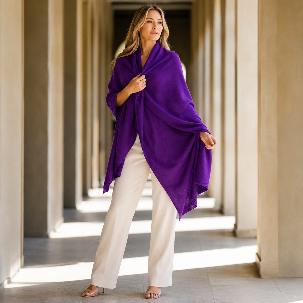 Julian Cashmere Extra large Travel Wrap/Shawl-Purple