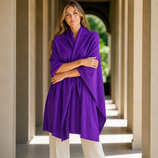 100% Cashmere 2 ply Knitted Julian Oversized Wrap -Unisex -30 Colours available
