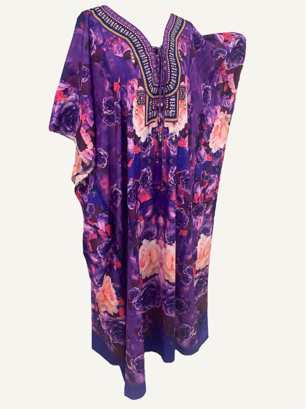 Maya Purple Florasa Long Kaftan Dress Sizes Available AU 12-32
