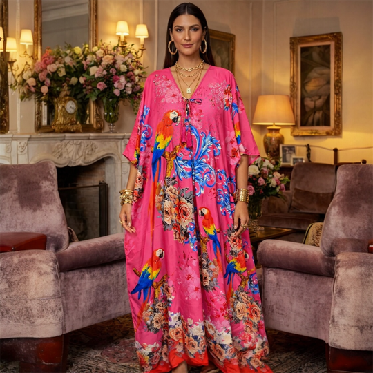 Maya Silk Mix Kaftan,Front tie with embellishments-Size AU 12-20