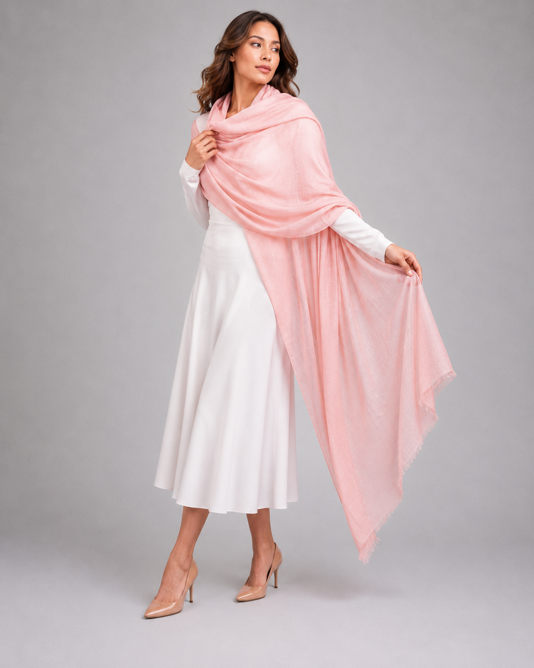 Blush Pink Julian 100% Ultra fine cashmere oversized scarf/ wrap/ shawl