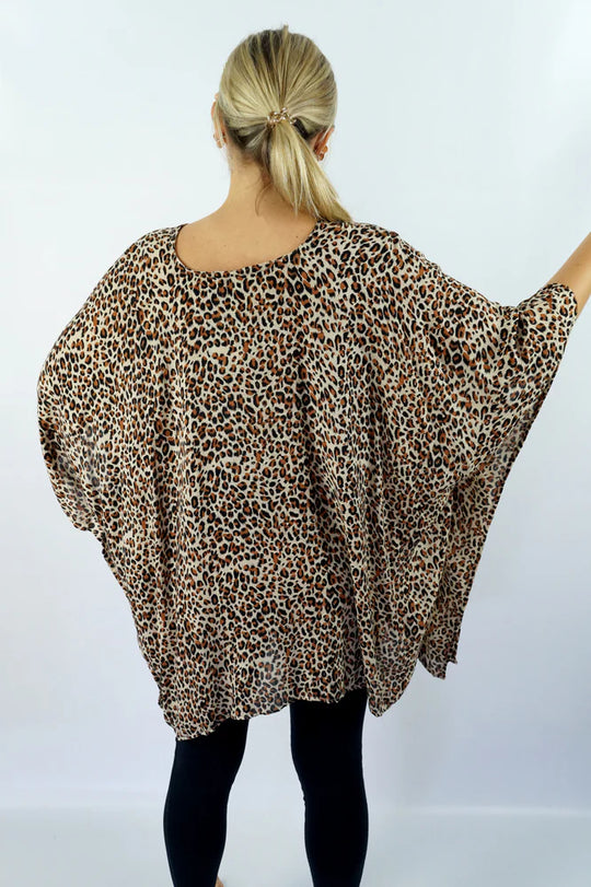Leopard Print Maya Tunic Top – Boho Chic, Flowy Kaftan