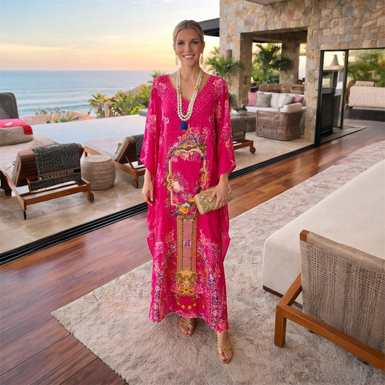 Coco Bella Milano’s Embellished Silk kaftan-O/S AU 12-20