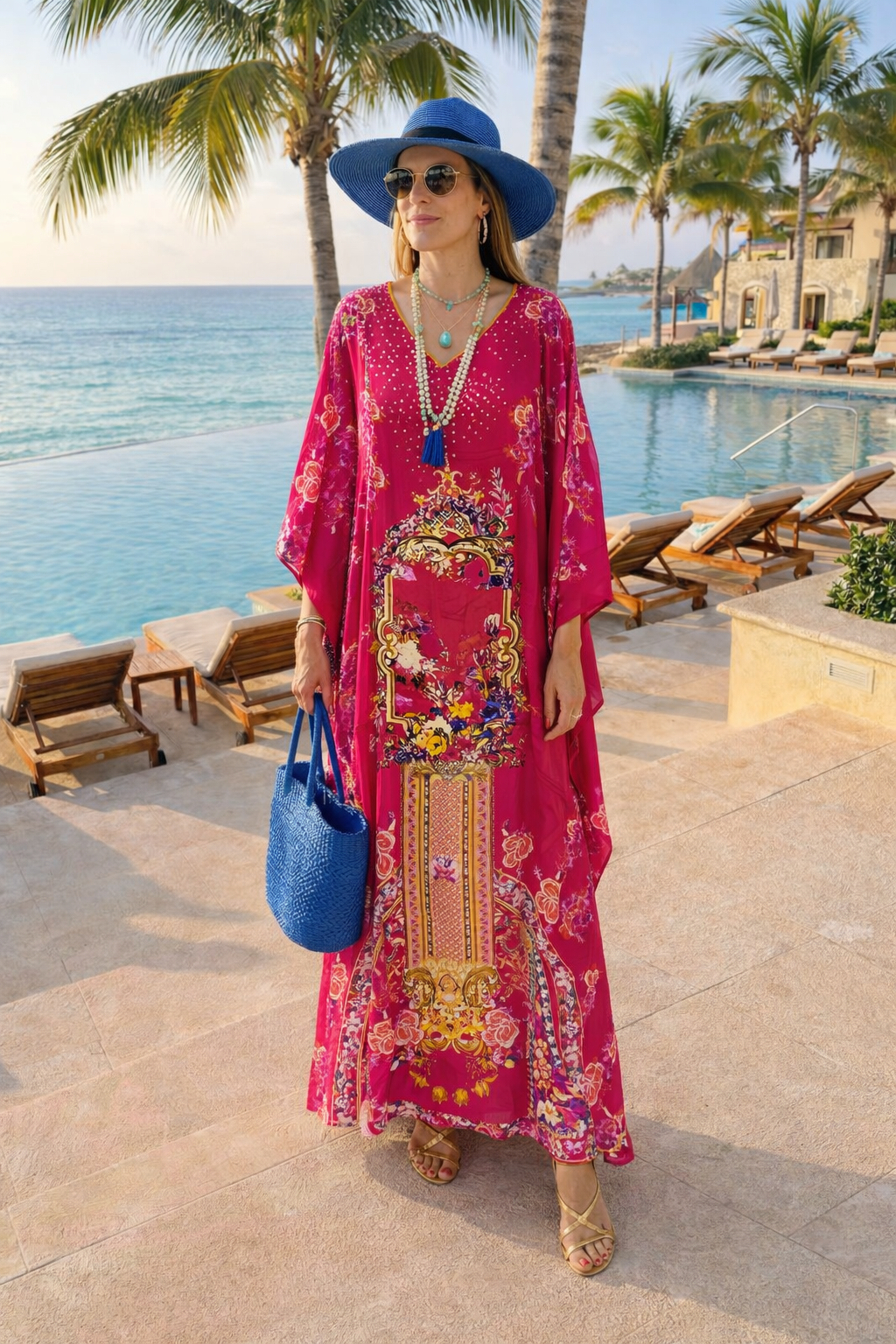 Coco Bella Milano’s Embellished Silk kaftan-O/S AU 12-20