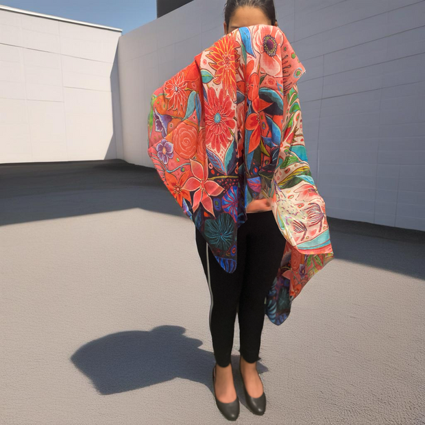 Floral Whispers - 100% Cashmere Julian Scarf /Wrap