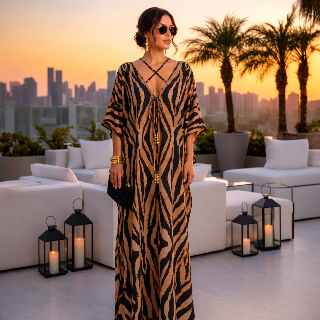 Coco BellaMirage Brown Black Luxe kaftan 12-20