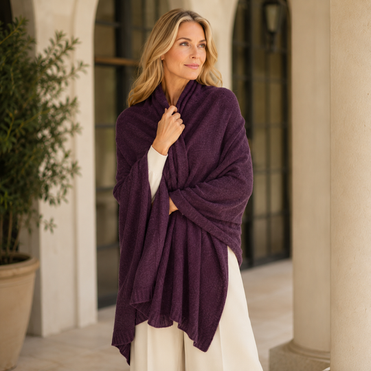 100% Cashmere 2 ply Knitted Julian Oversized Wrap -Unisex -30 Colours available