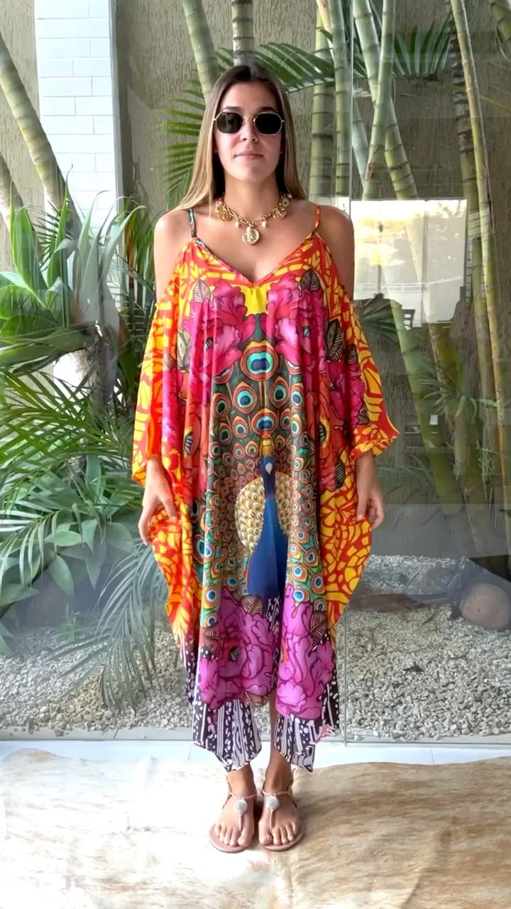 Animal Love Cold Shoulder Midi Coco Bella Kaftan 12-20