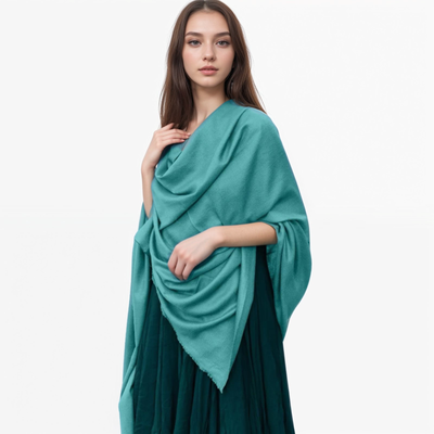 Teal Julian Quartz 100% Pashmina cashmere oversized scarf/ wrap/ shawl