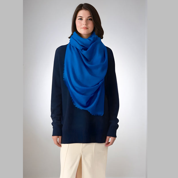 Blue Cobalt Hand-Woven Cashmere Shawl – Luxurious, Soft & Ultra-Light