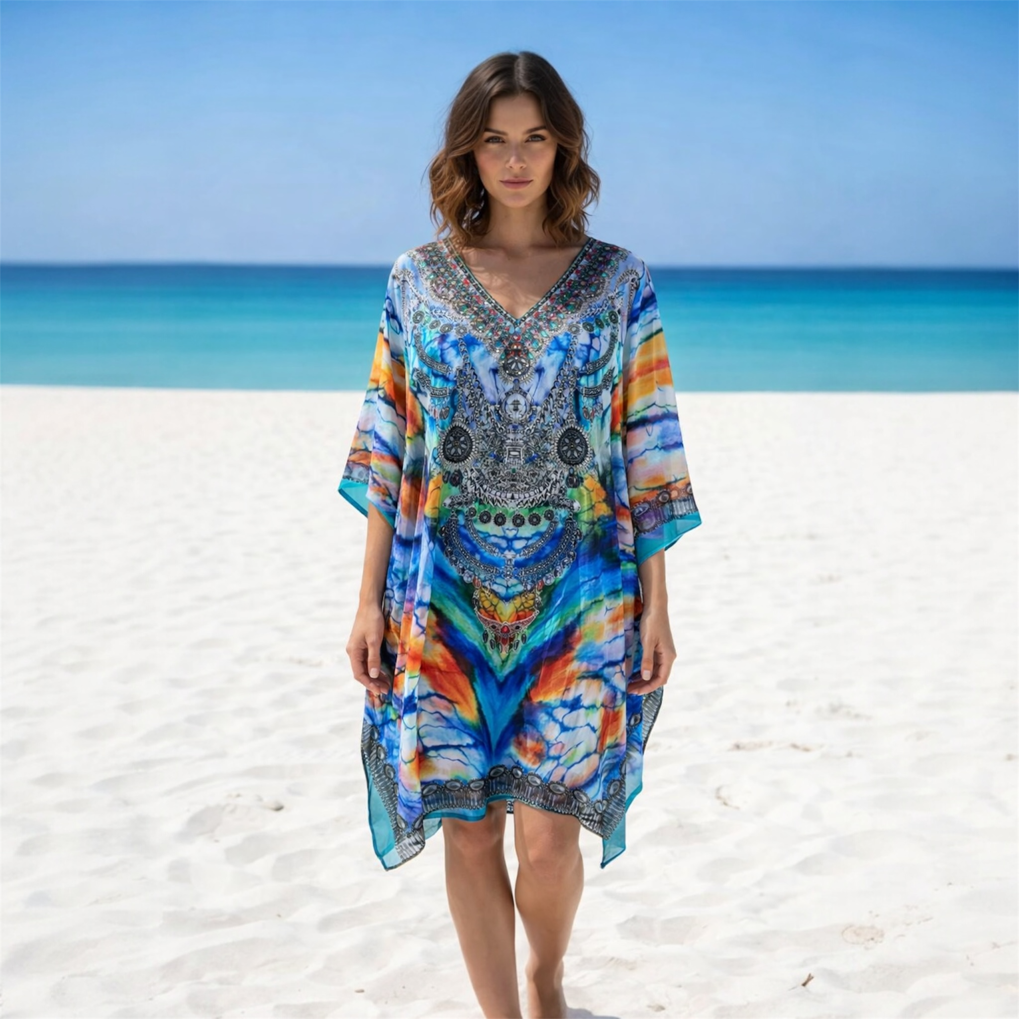 Kyra Bling Short Kaftan one size fits AU 12-20