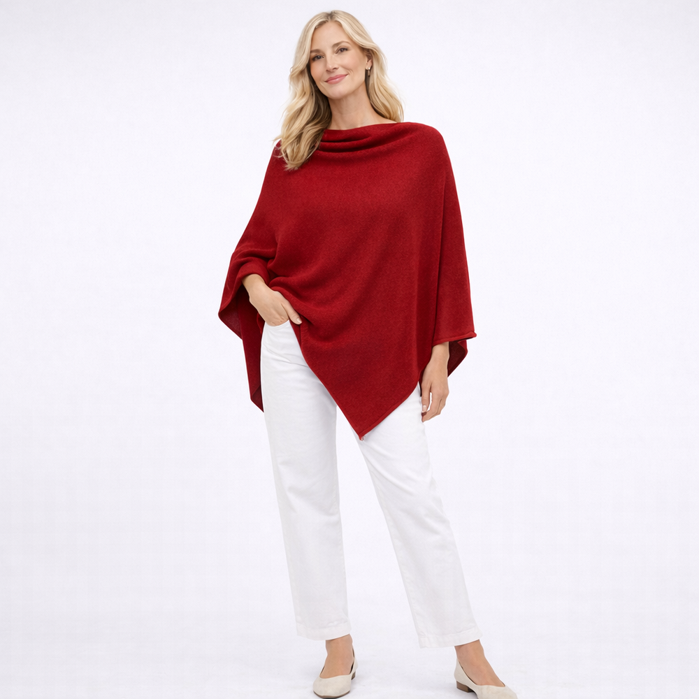Burgundy 100% Cashmere Oversized Julian Poncho