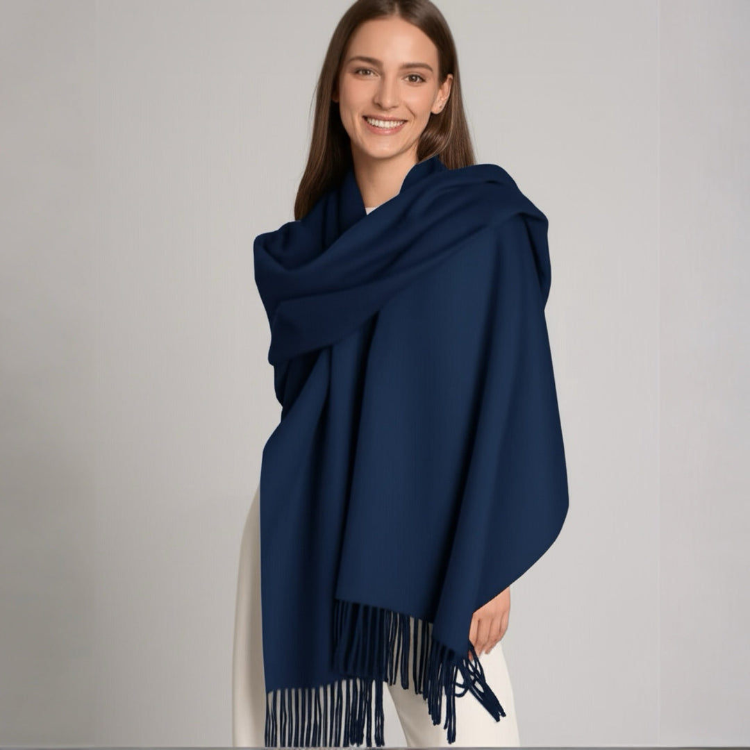 Blue Fringe wool blend Scarf
