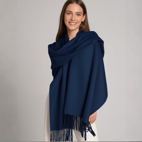 Blue Fringe wool blend Scarf