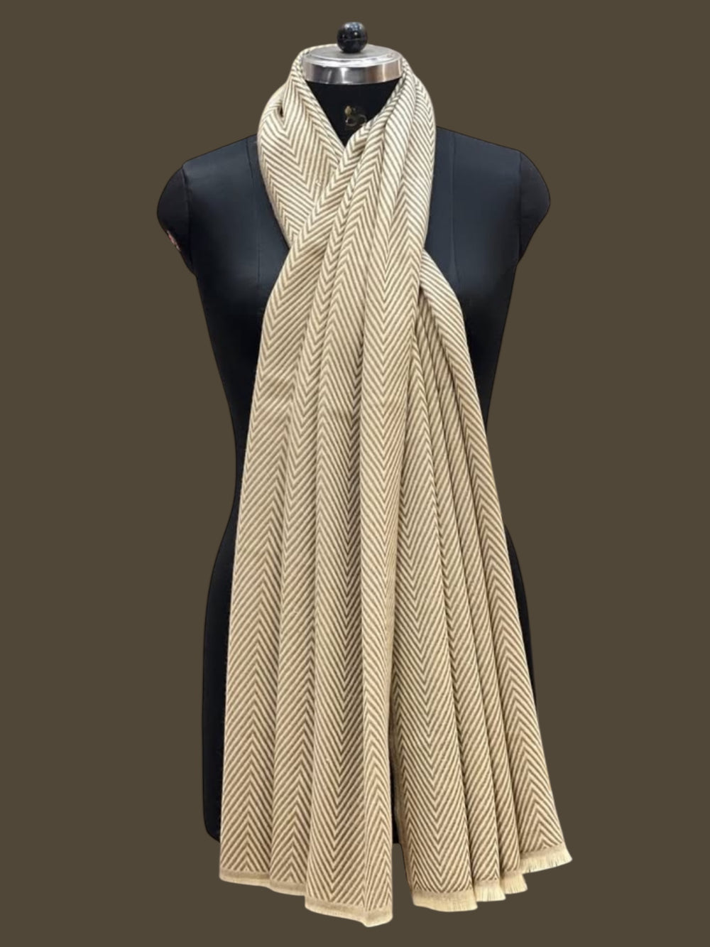 Ivory Julian Cashmere Herringbone Unisex Scarf