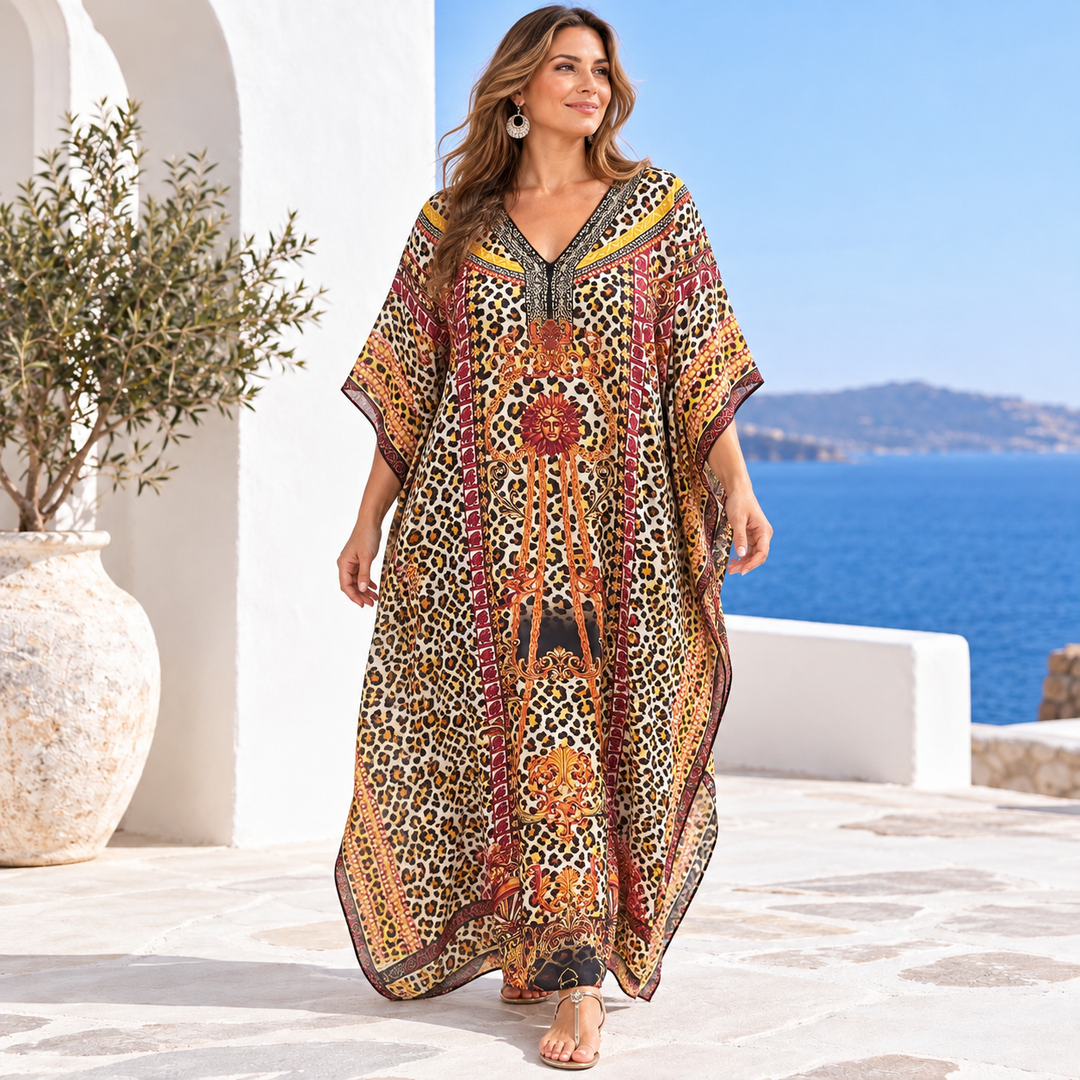 Brown Plus size Maya Breezy Bohemian  kaftan - Sizes Available AU 22-32