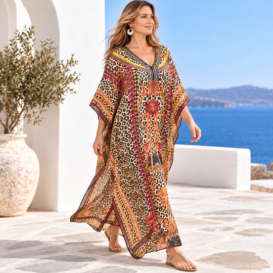 Brown Plus size Maya Breezy Bohemian  kaftan - Sizes Available AU 22-32