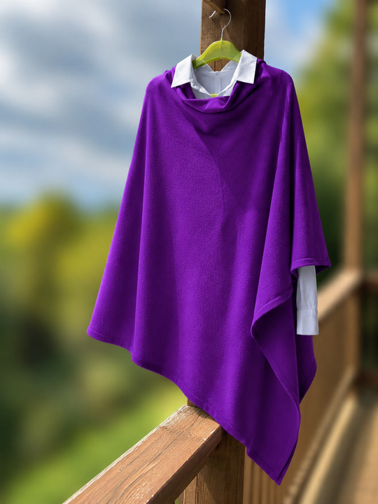 Berry Violet 100% Cashmere Oversized Julian Poncho