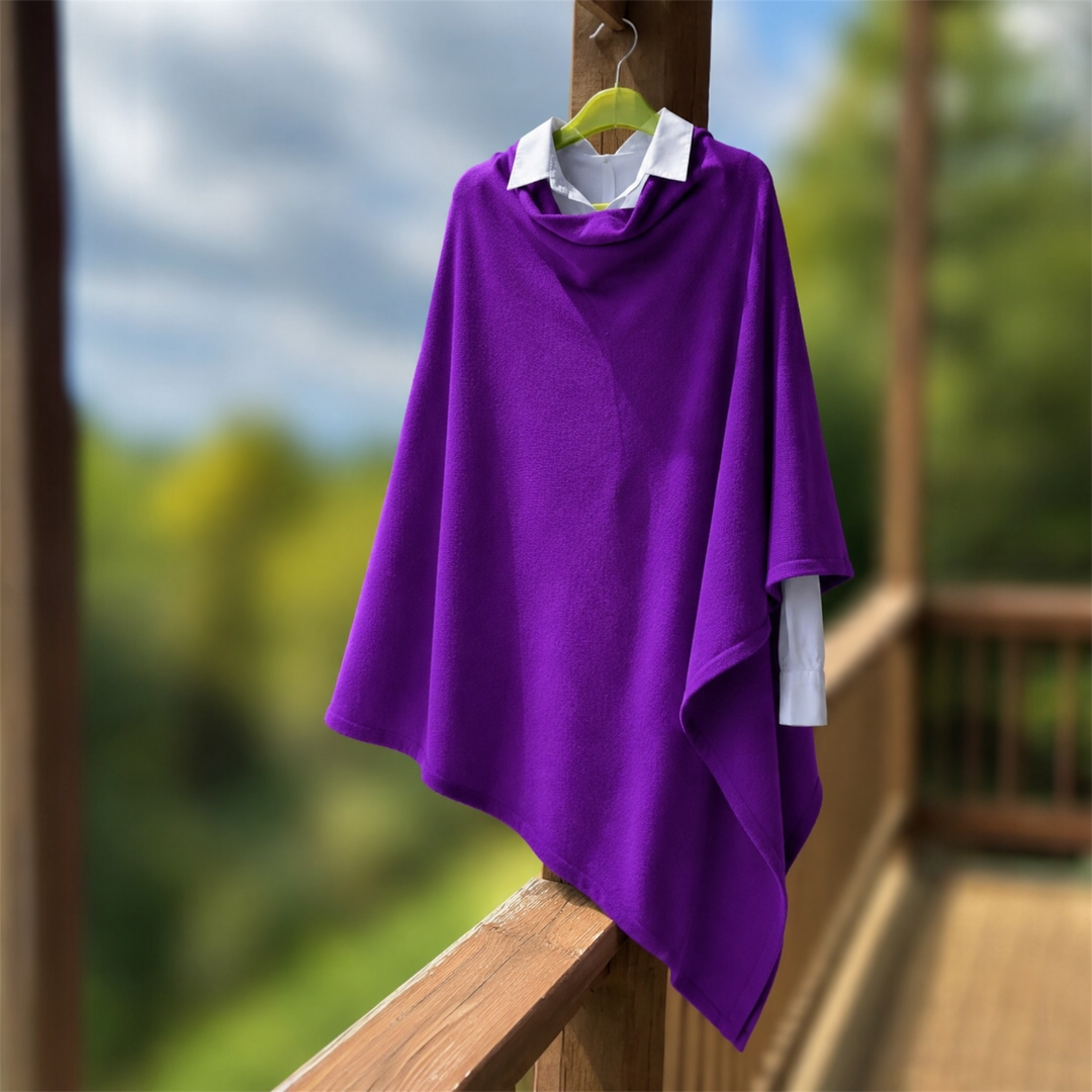 Berry Violet 100% Cashmere Oversized Julian Poncho