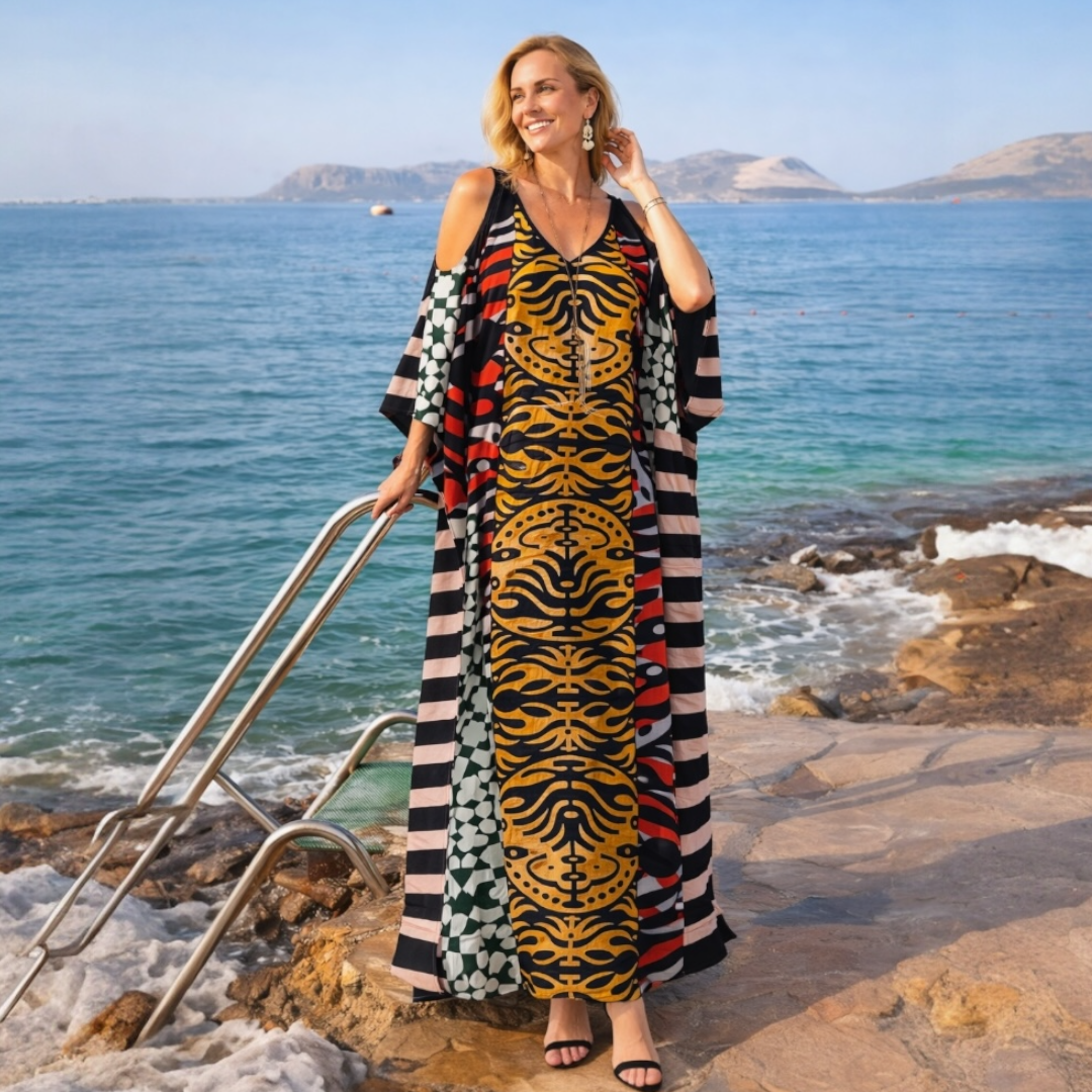 Maya Cold Shoulder Boho kaftan - Sizes Available -AU 14-30