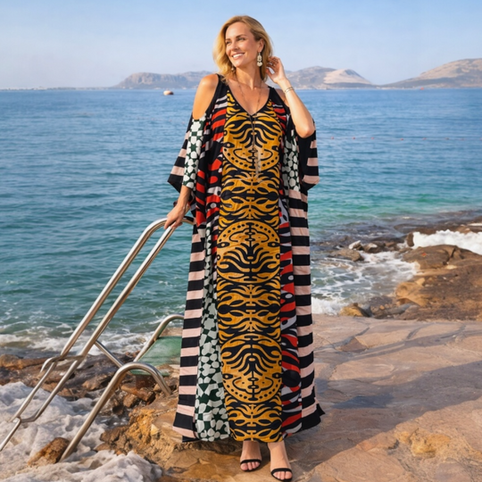 Maya Cold Shoulder Boho kaftan - Sizes Available -AU 14-30