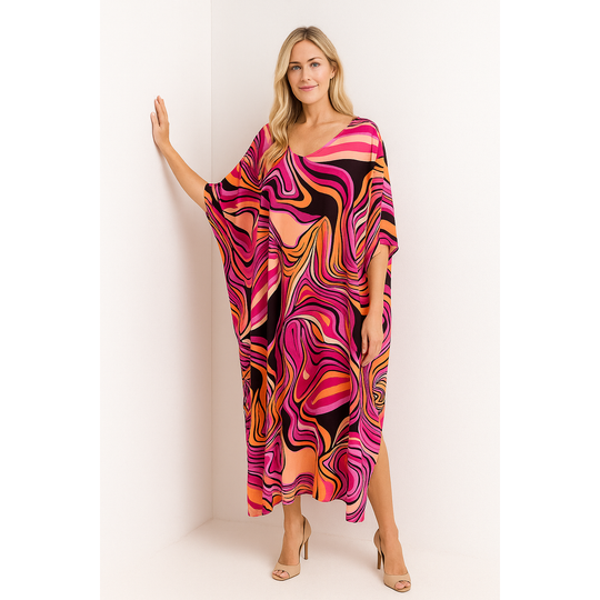 Maya Cool Breezy Rayon  Kaftan Dress O/S AU 12-22