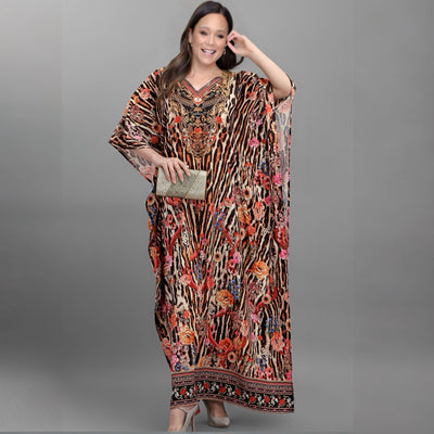 Brown Gesia Embellished Maya kaftan Sizes Available AU 12-26