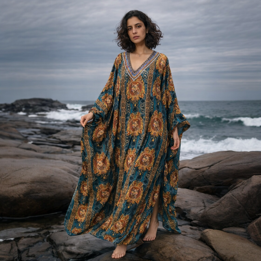 Maya Long Bling Kaftan.   Sizes Available AU 12-32