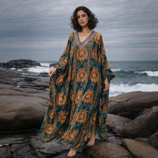 Maya Long Bling Kaftan.   Sizes Available AU 12-32