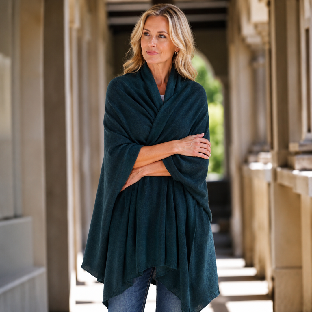 Cashmere Julian Travel Wrap-Midnight Noir