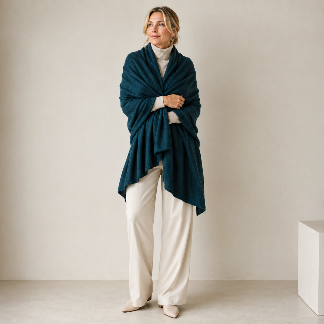 Cashmere Julian Travel Wrap-Midnight Noir
