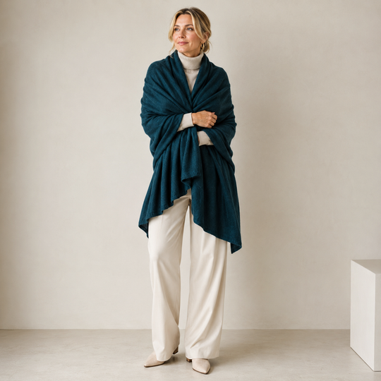 Cashmere Julian Travel Wrap-Midnight Noir