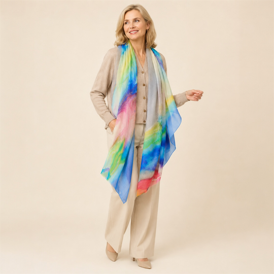 Wearable Art Cashmere Ultra fine Julian Scarf /Wrap-NANI