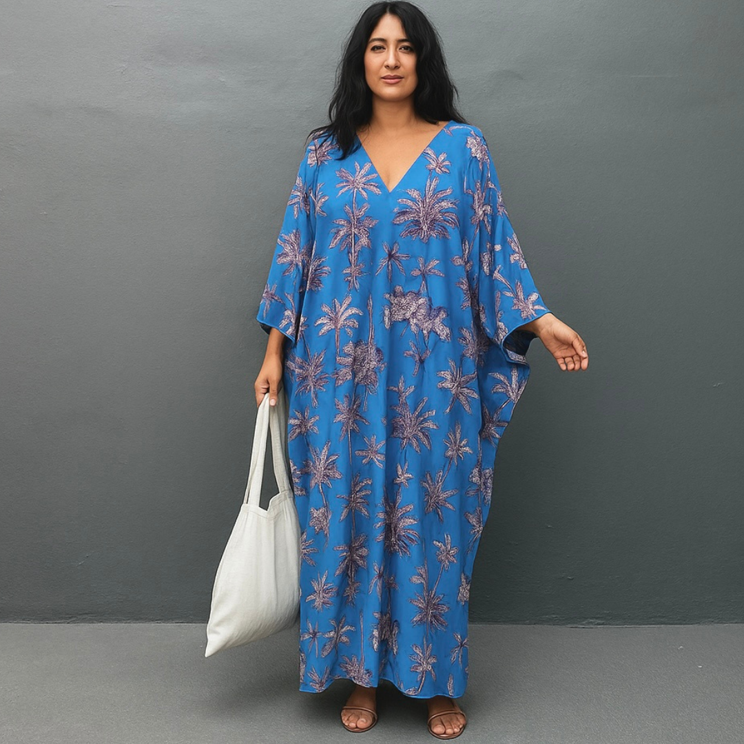 Maya Palm Story Rayon Kaftan Dress Sizes Available AU 14-30