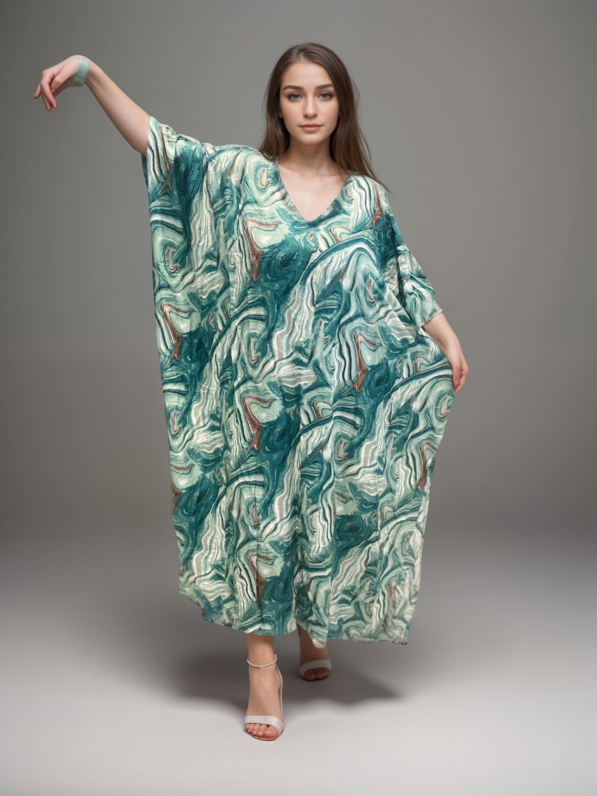 Maya Tropical Kaftan Dress OFSA 12-24