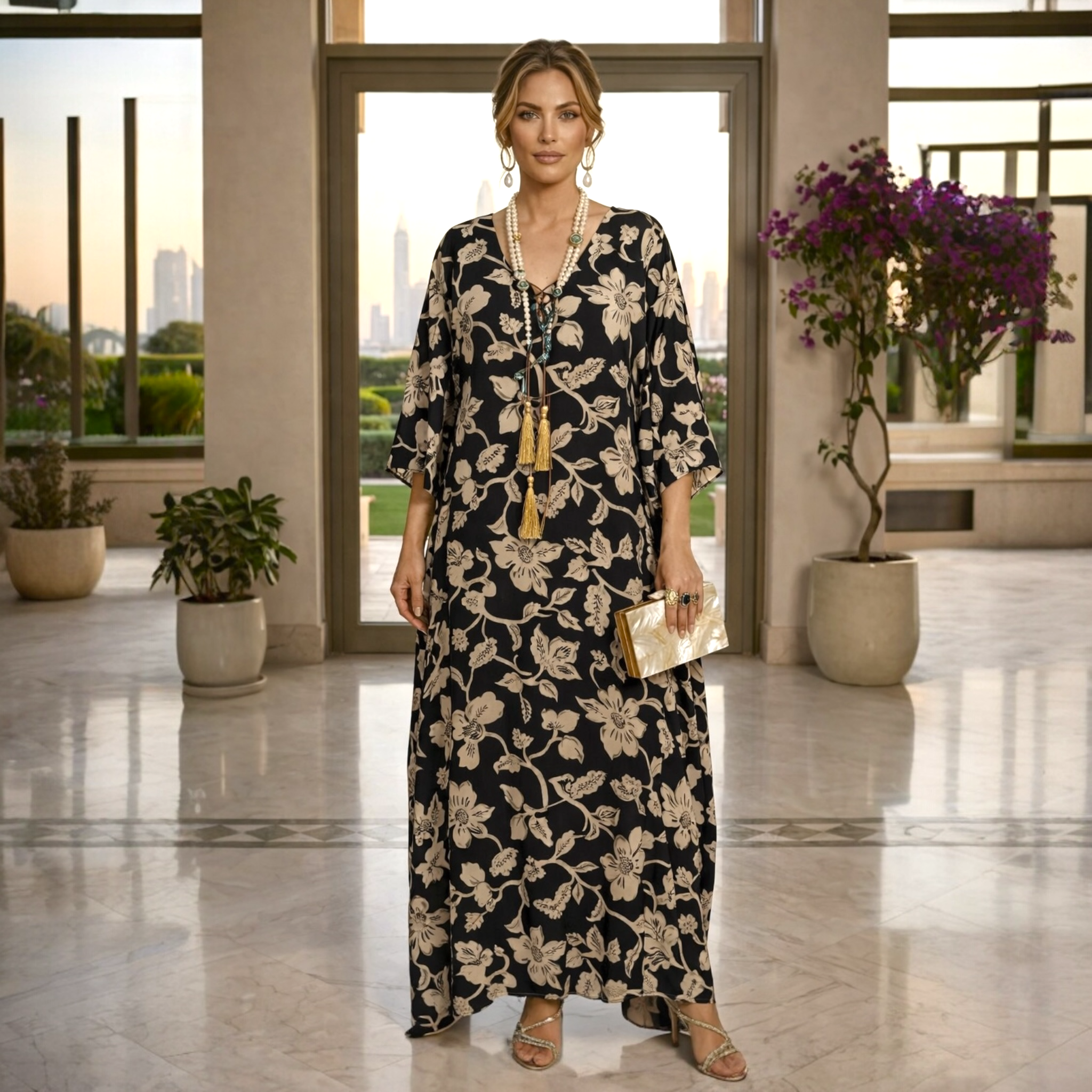 Maya MESA Black Boho kaftan - Sizes Available AU 16-30