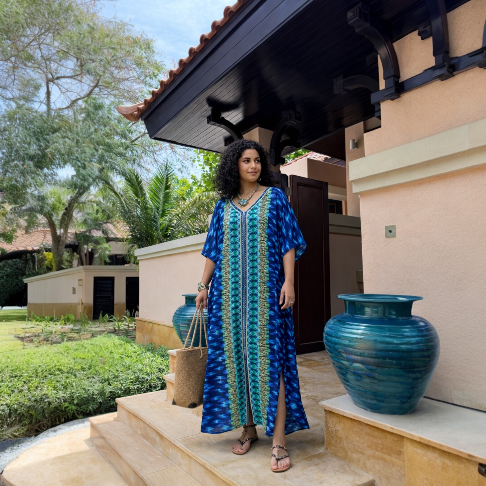 Maya NOIR Tropical Boho kaftan - Sizes -AU 14-30