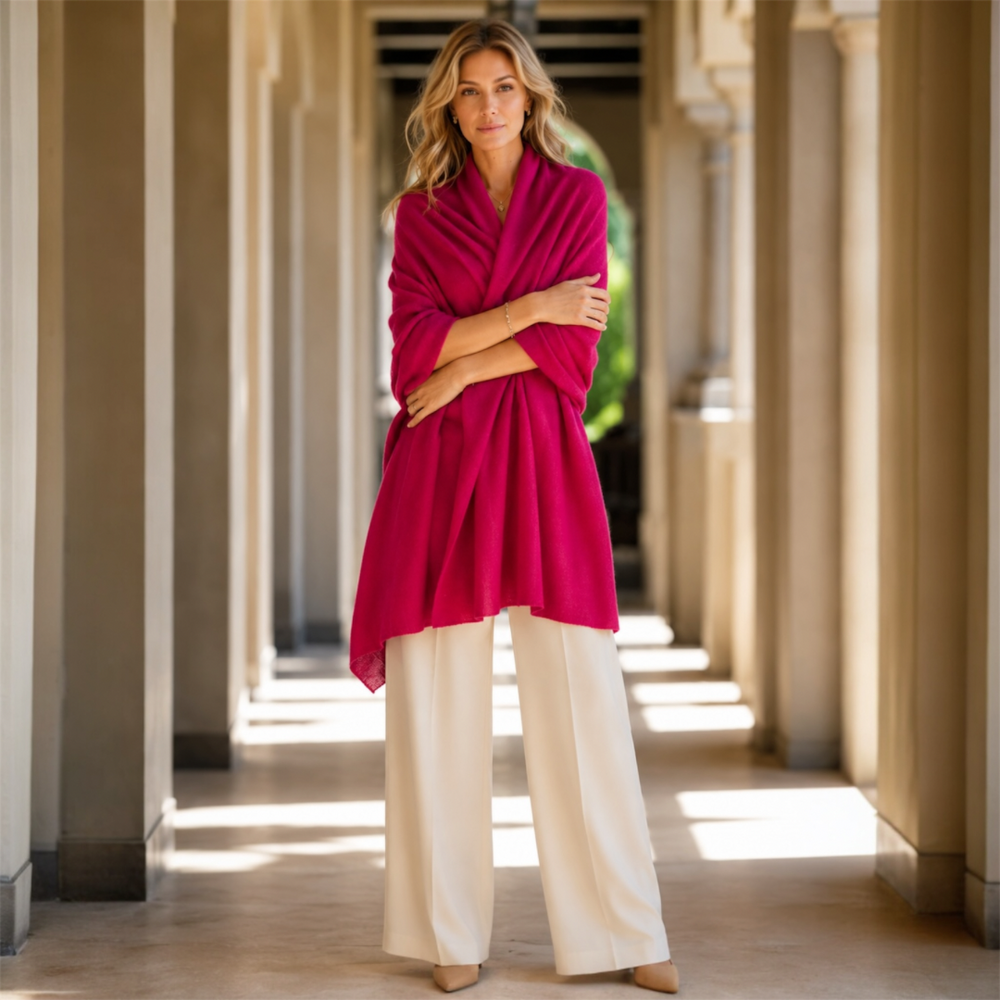 100% Cashmere 2 ply Knitted Julian Oversized Wrap -Unisex -30 Colours available