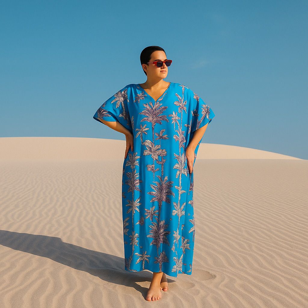 Maya Palm Story Rayon Kaftan Dress Sizes Available AU 14-30