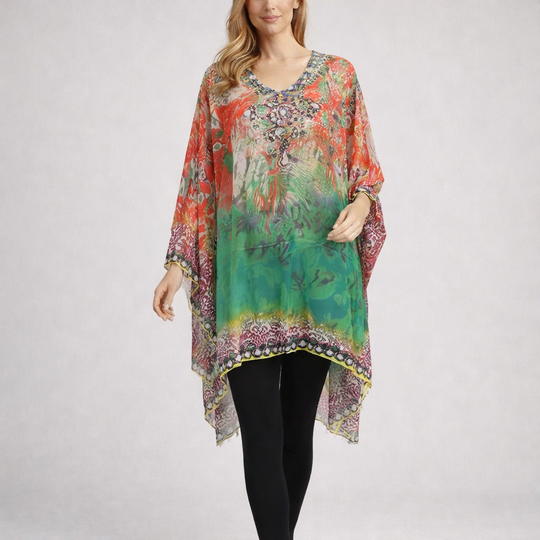 Kyra High low Silk Tunic Top kaftan AU 14-22