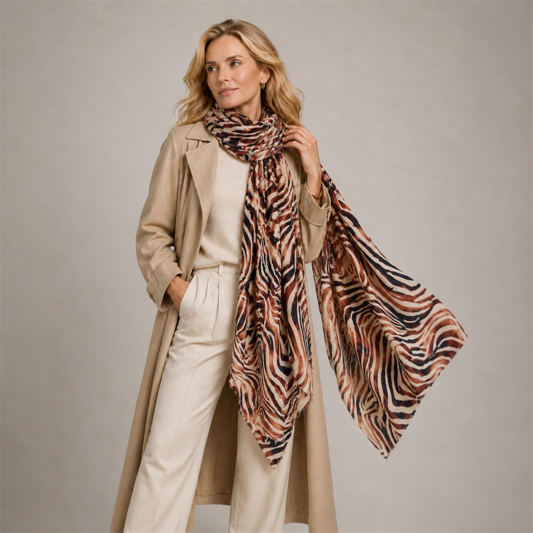 Mklane Cashmere Ultra fine Julian Scarf -Safari