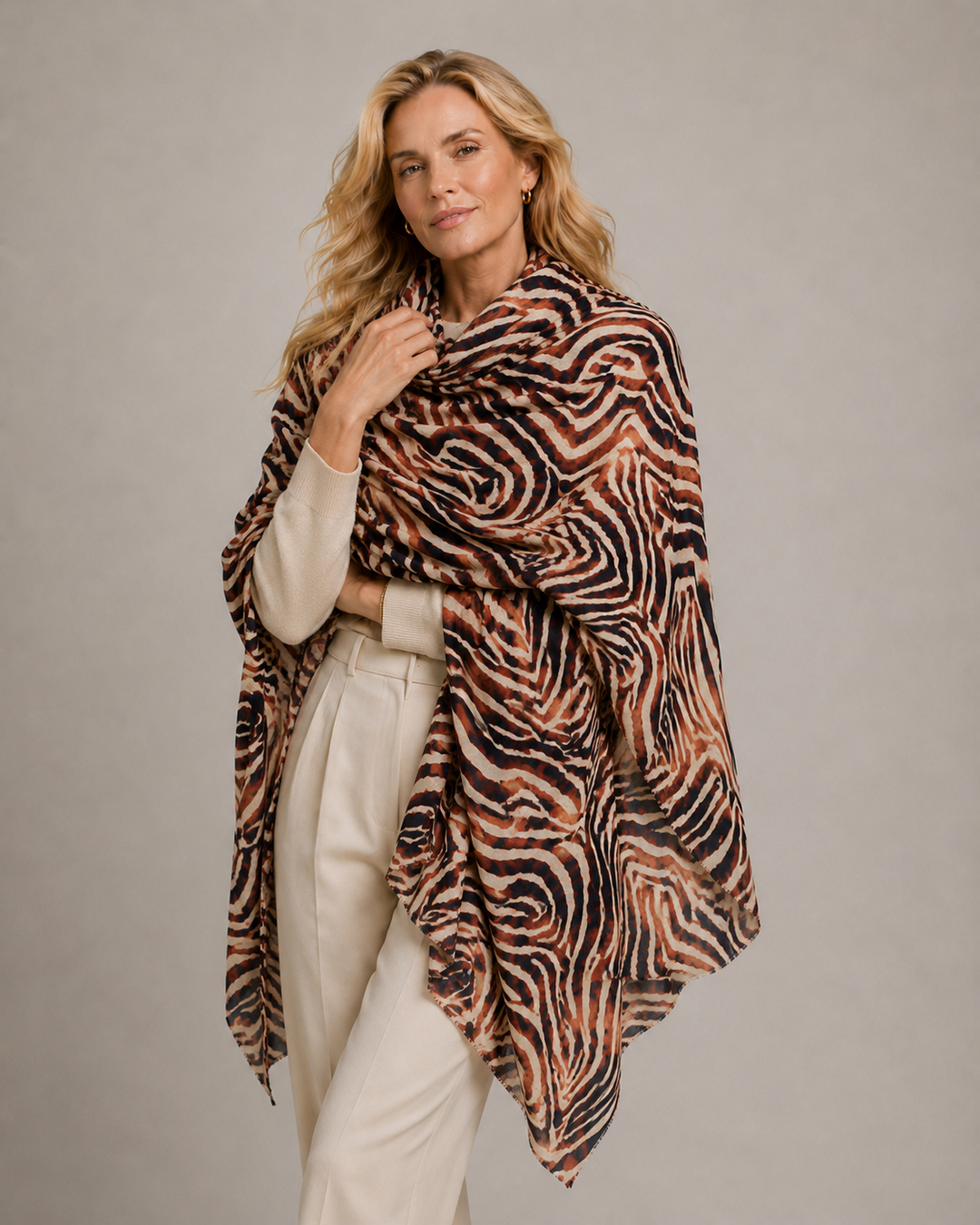 Mklane Cashmere Ultra fine Julian Scarf -Safari