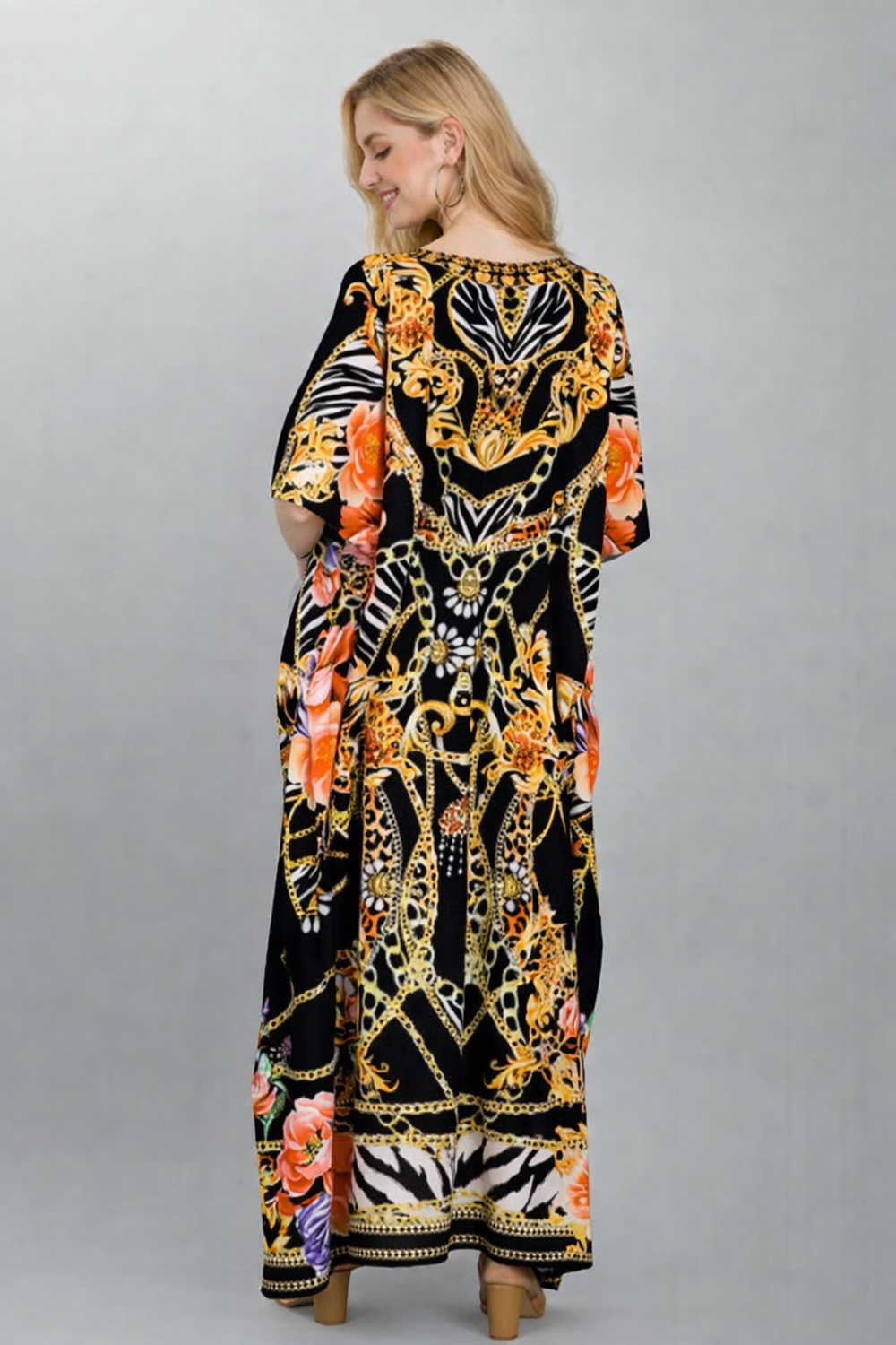 Black Gesa Mia Embellished Kaftan Dress