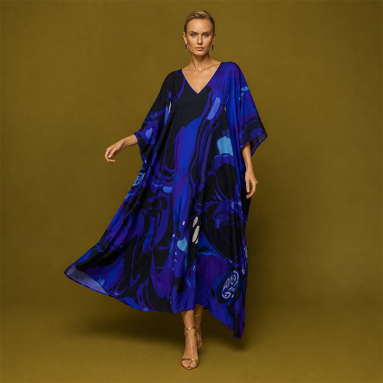 Maya Bliss Boho Black Purple kaftan - Sizes Available AU 14-32