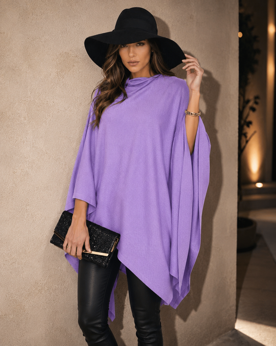 Mklane Julian 100% Cashmere Oversized Poncho Lilac