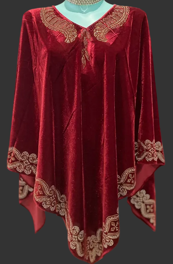 Maya Velvet Silk Luxe Poncho Bling One Size-AU 12-22