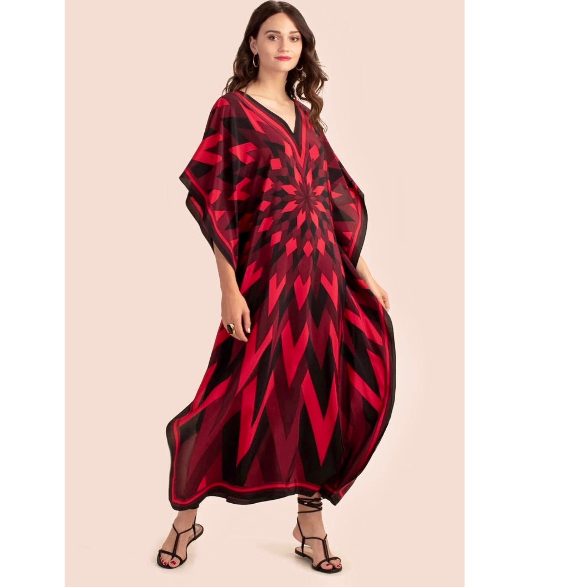 Lillie Red illuson  MIDI Kaftan Dress